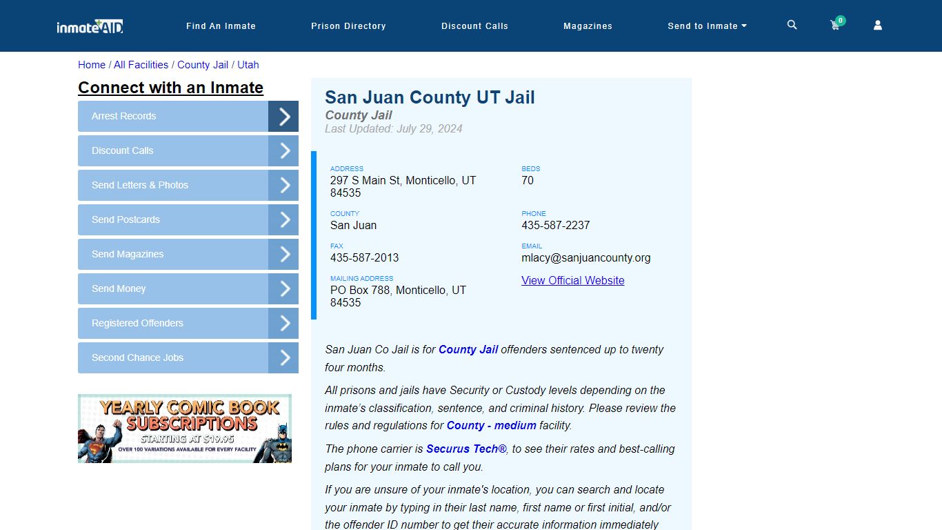 San Juan County UT Jail - Inmate Locator