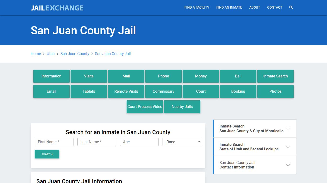 San Juan County Jail Roster Lookup, UT, Inmate Search